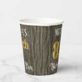 87e verjaardag — Faux Gold & Faux Wood Papieren Bekers (Rechts)
