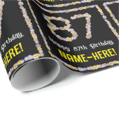 87e verjaardag: Floral Flowers Number, Custom Name Cadeaupapier (Rol Hoek)