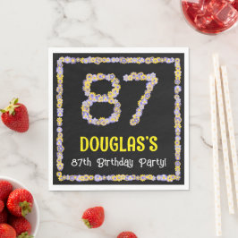 87e verjaardag: Floral Flowers Number, Custom Name Servet