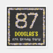 87e verjaardag: Floral Flowers Number, Custom Name Servet (Voorkant)
