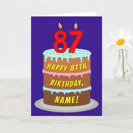 87e verjaardag: Fun Cake and Candles + Custom Name Kaart