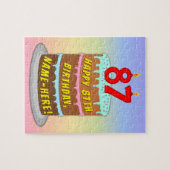 87e verjaardag: Fun Cake and Candles + Custom Name Legpuzzel (Horizontaal)
