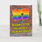 87e verjaardag: Fun Graffiti-geïnspireerde regenbo Kaart (Voorkant)