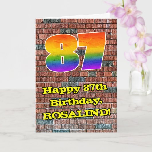 87e verjaardag: Fun Graffiti-geïnspireerde regenbo Kaart (Orchidee)