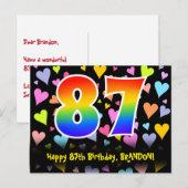 87e verjaardag: Fun Hearts-patroon, Regenboog 87 Briefkaart (Voorkant / Achterkant)