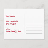 87e verjaardag: Fun Hearts-patroon, Regenboog 87 Briefkaart (Achterkant)