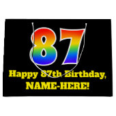 87e verjaardag ~ Fun, kleurrijk, levendig, regenbo Groot Cadeauzakje (Voorkant)