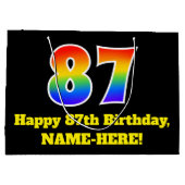 87e verjaardag ~ Fun, kleurrijk, levendig, regenbo Groot Cadeauzakje (Achterkant)