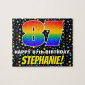 87e verjaardag — Fun, kleurrijk Star Field Pattern Legpuzzel (Horizontaal)