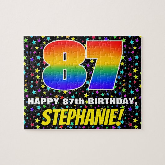 87e verjaardag — Fun, kleurrijk Star Field Pattern Legpuzzel (Horizontaal)