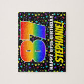 87e verjaardag — Fun, kleurrijk Star Field Pattern Legpuzzel (Verticaal)