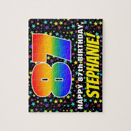 87e verjaardag — Fun, kleurrijk Star Field Pattern Legpuzzel (Verticaal)