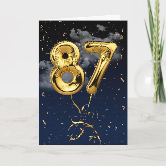 87e verjaardag Gold Mylar ballon en Confetti Card Kaart (Voorkant)