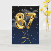 87e verjaardag Gold Mylar ballon en Confetti Card Kaart (Gele Bloem)