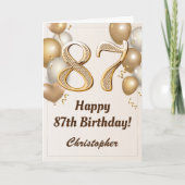 87e verjaardag goudballonnen en Confetti verjaarda Kaart (Voorkant)