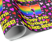 87e verjaardag: Heatpatroon van liefhebbers, regen Cadeaupapier (Rol Hoek)