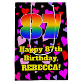 87e verjaardag: Heatpatroon van liefhebbers, regen Medium Cadeauzakje (Achterkant)