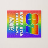 87e verjaardag: kleurrijk, vun regenboogpatroon # legpuzzel (Horizontaal)