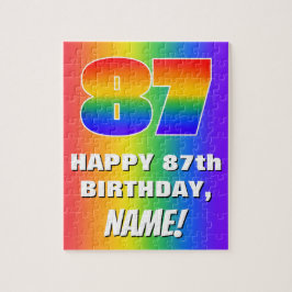 87e verjaardag: kleurrijk, vun regenboogpatroon # legpuzzel