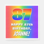 87e verjaardag: kleurrijk, vun regenboogpatroon #  servet (Voorkant)