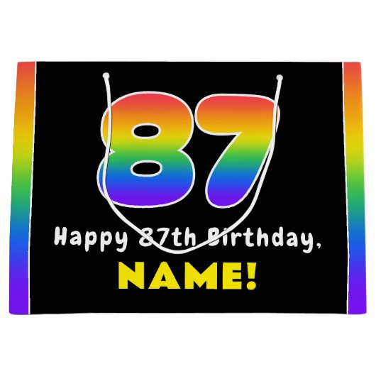 87e verjaardag: kleurrijke regenboog # 87, Naam va Groot Cadeauzakje (Voorkant)