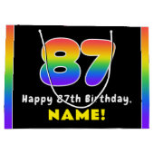 87e verjaardag: kleurrijke regenboog # 87, Naam va Groot Cadeauzakje (Achterkant)