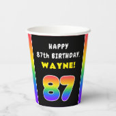 87e verjaardag: kleurrijke regenboog # 87, Naam va Papieren Bekers (Achterkant)