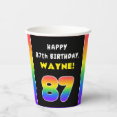 87e verjaardag: kleurrijke regenboog # 87, Naam va Papieren Bekers (Voorkant)