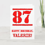 87e verjaardag: Leuk, rood rubberen stempel geïnsp Kaart (Voorkant)