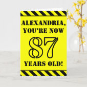 87e verjaardag: Leuke stencil stijl tekst, aangepa Kaart (Gele Bloem)