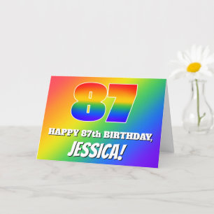 87e verjaardag: Multicolored regenboogpatronen # 8 Kaart