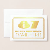 87e verjaardag; naam + Art Deco Geïnspireerd als " Folie Kaarten (Voorkant met envelop)
