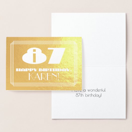 87e verjaardag: naam + Art Deco geïnspireerd look  Folie Kaarten (Display)
