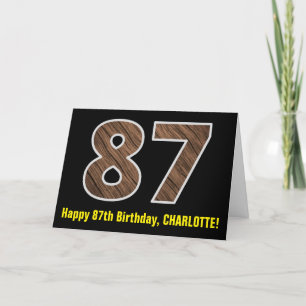 87e verjaardag: Naam + Faux Wood Grain Patroon "87 Kaart
