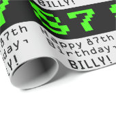 87e verjaardag - Nerdy / Geeky stijl "87" en naam Cadeaupapier (Rol Hoek)