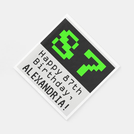 87e verjaardag - Nerdy / Geeky Style "87" & naam Servet (Hoek)