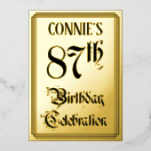 87e verjaardag Partij — Elegant Manuscript + de Na Folie Uitnodiging (Voorkant)
