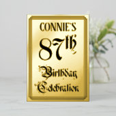 87e verjaardag Partij — Elegant Manuscript + de Na Folie Uitnodiging (Staand Voorkant)