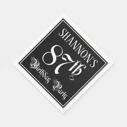 87e verjaardag Partij — Fancy Manuscript + de Naam Servet (Hoek)