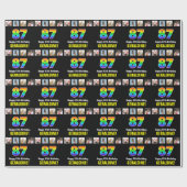 87e verjaardag: Regenboog "87"; Aangepaste foto's  Cadeaupapier (Vlak)