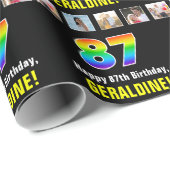 87e verjaardag: Regenboog "87"; Aangepaste foto's  Cadeaupapier (Rol Hoek)