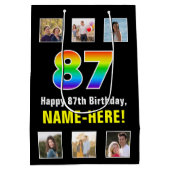 87e verjaardag: Regenboog "87", Aangepaste foto's Medium Cadeauzakje (Achterkant)