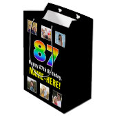 87e verjaardag: Regenboog "87", Aangepaste foto's Medium Cadeauzakje (Achterkant Gekanteld)
