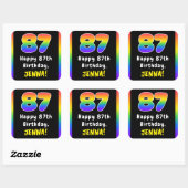 87e verjaardag: Regenboogspectrum # 87, Aangepaste Vierkante Sticker (Vel)