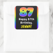 87e verjaardag: Regenboogspectrum # 87, Aangepaste Vierkante Sticker (Tas)