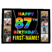 87e Verjaardag: Regenboogtekst, Aangepaste foto's Groot Cadeauzakje (Achterkant)