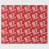 87e verjaardag Typografie Rood Cadeaupapier (Vlak)