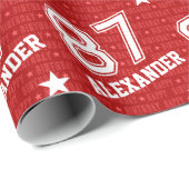 87e verjaardag Typografie Rood Cadeaupapier (Rol Hoek)