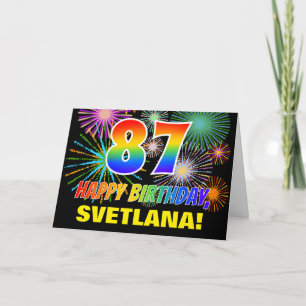 87e verjaardag: Vet, Plezier, Vuurwerk, Regenboog Kaart