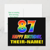 87e verjaardag: Vet, Vun, Eenvoudig, Regenboog 87 Briefkaart (Voorkant / Achterkant)